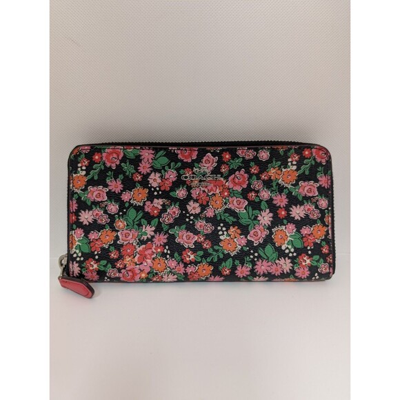 Coach Wallet Make Up Bag Key Chain In Posey Cluster Floral Print Coated Canvas - Picture 1 of 15